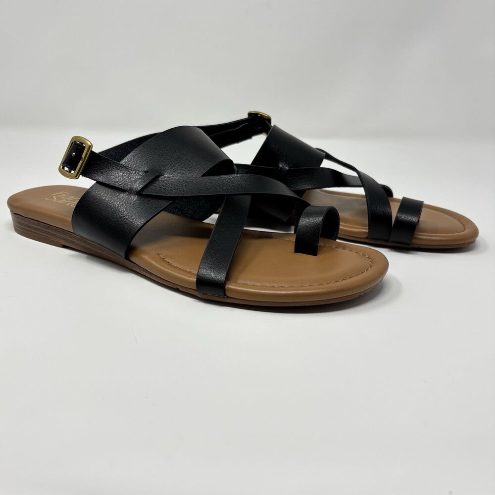 Franco Sarto Gigi Strappy Womens US 10M Black Toe Loop Sandals - Picture 3 of 7